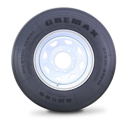 GREMAX All Steel Trailer Tire Wheel ST235/80R16 14PR 129M 8X6.5 White Spoke - size: ST235/80R16-14-Ply