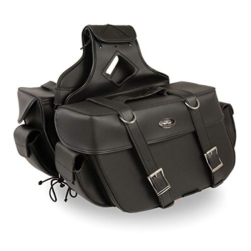 Milwaukee Leather PVC 2-Strap Throw-Over Easy Zip off and off Motorcycle Saddlebags - LG - color: SH57401ZB-BLACK, size: Large