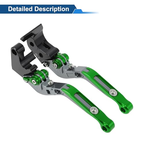 Short/Long Brake Clutch Levers for Yamaha YZF-R7 21-25 6 Position - color: Titanium Handle Green End