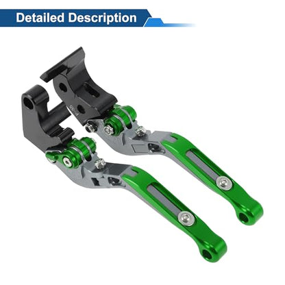 Short/Long Brake Clutch Levers for Yamaha YZF-R7 21-25 6 Position - color: Titanium Handle Green End