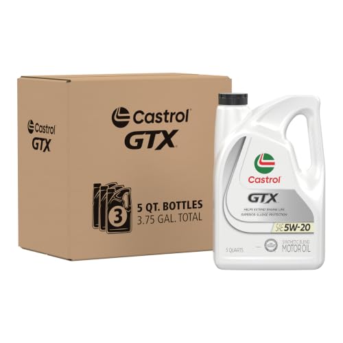 Castrol GTX 5W-20 Synthetic Blend Motor Oil, 5 Quarts, Pack of 3 - size: 5 Quarts, Pack of 3