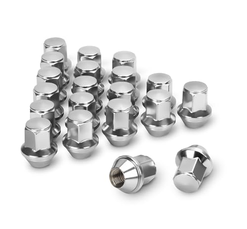 Dynofit 14x1.5 Factory Lug Nuts for Mustang Edge, 20pcs One-piece Style Chrome Wheel Nut Compatible With Ford Explorer Fusion Maverick, Alloy Steel Lugnut fit Aviator MKX Replace OE#ACPZ-1012-M/1012-D - color: Chrome, size: M14x1.5,1.5",Ford