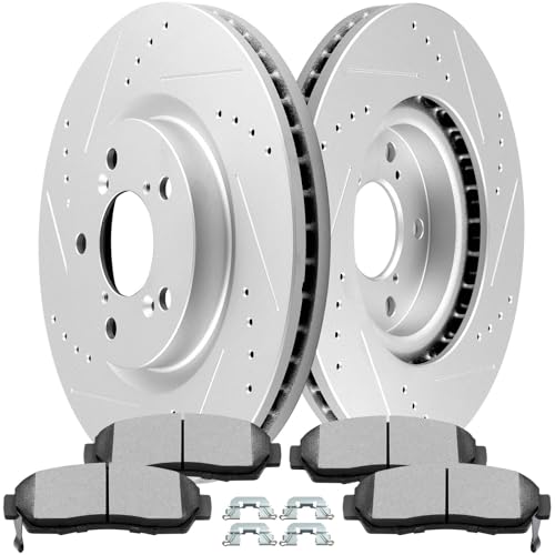 SCITOO Front Brake Kits Drill & Slotted Brakes Rotor Brake Pads:31538;D1089 - size: Front 31538 + D1089 [2+4PCS]