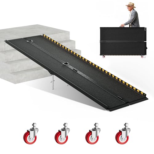 CAMMOO 8 FT Aluminum Wheelchair Ramp with 800 LBS Load Capacity, Portable Folding ramps for wheelchairs - size: 8 FT