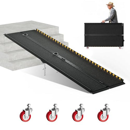 CAMMOO 8 FT Aluminum Wheelchair Ramp with 800 LBS Load Capacity, Portable Folding ramps for wheelchairs - size: 8 FT