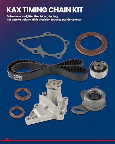 KAX Timing Belt Kit with Water Pump Fit for Hyundai Accent 2006-2011, Kia Rio 2006-2011, Accent 2001-2005 1.6L, Rio5 2006-2011, OE# 24312-26050, 25100-26015, 24810-26020, 24410-26000 - size: 9-4201S
