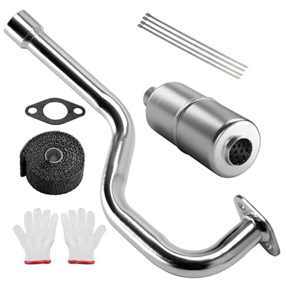 Mini Bike Center Exit Exhaust Pipe Kit for FRP GMB100 Series, Runtong OHV 99cc 220cc Engine – Heavy Duty 1.8mm Steel Exhaust System with Muffler & Heat Wrap - size: Center Exit