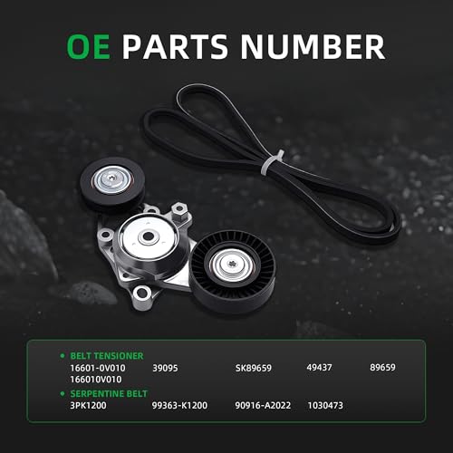 Belt Tensioner and Serpentine Belt Kit #16601-0V010 166010V010 - size: for Camry 2010-2011, 39095