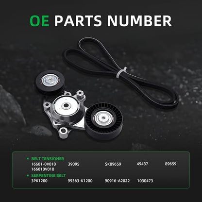 Belt Tensioner and Serpentine Belt Kit #16601-0V010 166010V010 - size: for Camry 2010-2011, 39095