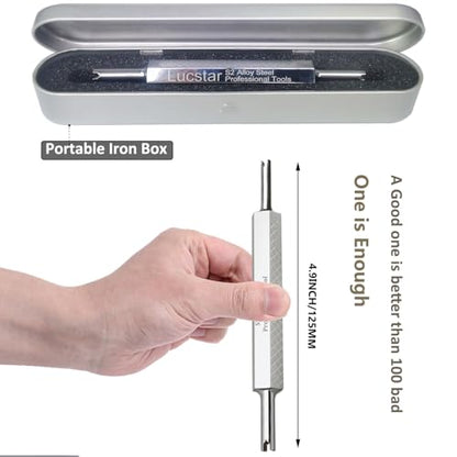 Tire Valve Stem Removal Tool Kit, R134A R12 A/C Schrader Valve Stem Core Remover Tool for Car Bicycle Tyre RV Truck, 4 Schrader/Presta Valve Caps, 6Pcs Valve Core, 3 Automotive Tools Wrench