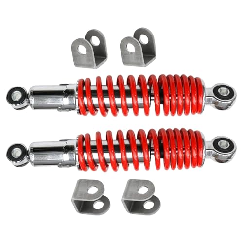10" 260mm Front Shock Absorbers 400lbs Load for Go Kart, ATV, UTV, Drift Trike, Golf Cart, Quad, Buggy, Pit Bike, Lawn Mower – Heavy-Duty Red Suspension Set (w/Mounting Bracket) - color: w/ Mounting Bracket