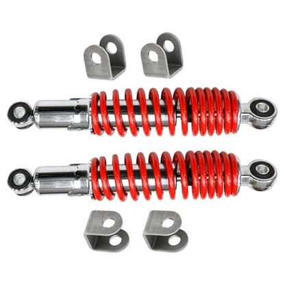 10" 260mm Front Shock Absorbers 400lbs Load for Go Kart, ATV, UTV, Drift Trike, Golf Cart, Quad, Buggy, Pit Bike, Lawn Mower – Heavy-Duty Red Suspension Set (w/Mounting Bracket) - color: w/ Mounting Bracket