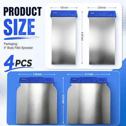 4PCS Car Body Filler Spreader Kit,4 Sizes Car Scraper