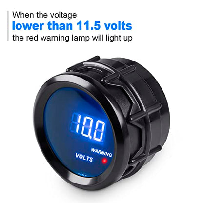 DC12V Voltmeter Blue Digital LED Volt Gauge Voltage Meter Kit 2inches 52mm