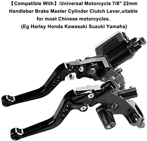 PACEWALKER Universal Motorcycle 7/8" 22mm Handlebar Brake Master Cylinder Clutch Lever CNC Left & Right Set for Honda Kawasaki Suzuki Yamaha - color: Black