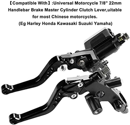 PACEWALKER Universal Motorcycle 7/8" 22mm Handlebar Brake Master Cylinder Clutch Lever CNC Left & Right Set for Honda Kawasaki Suzuki Yamaha - color: Black