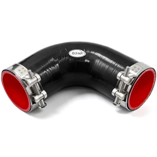 90 Degree Elbow Coupler ID 3 Inch 5-ply Silicone Hose & Clamp,4" Leg Length - size: 5-Ply ID 3 Inch