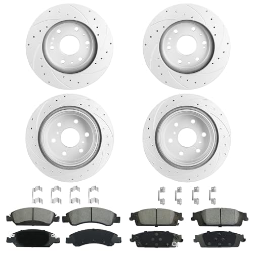 Betthand Brakes and Rotors Fit for 14-18 Chevy Silverado 1500, 15-20 Tahoe - size: Front+Rear 12.99''+13.58''