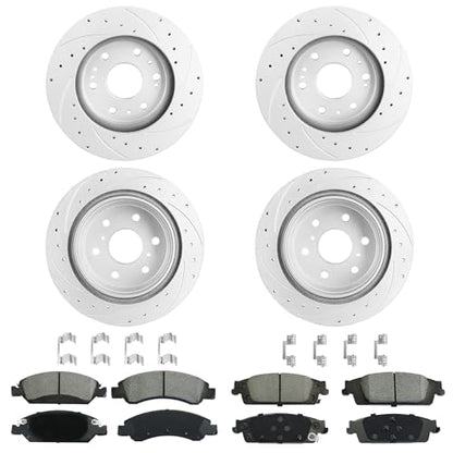 Betthand Brakes and Rotors Fit for 14-18 Chevy Silverado 1500, 15-20 Tahoe - size: Front+Rear 12.99''+13.58''