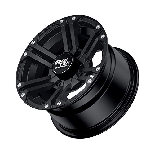 RockTrix RT101 12x7 ATV UTV Wheel 4x110 5+2 Offset, Matte Black, 4pc Set - size: 12x7 (5+2)