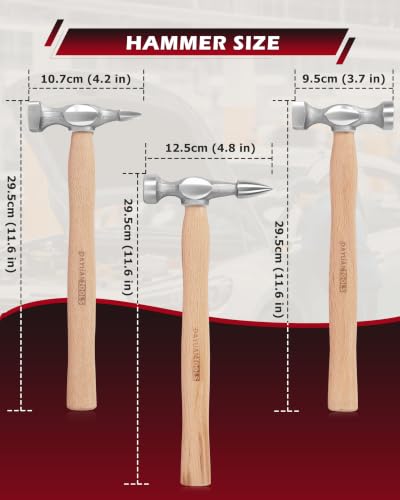 DAYUAN 7Pcs Auto Body Repair Hammer Dolly Set, Craft Panel Beating Hammer - size: Wooden Handle