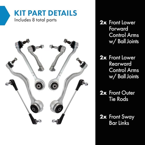 TRQ Front Steering & Suspension Kit Control Arm with Ball Joint Sway Bar - style: PSA37341