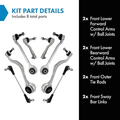 TRQ Front Steering & Suspension Kit Control Arm with Ball Joint Sway Bar - style: PSA37341
