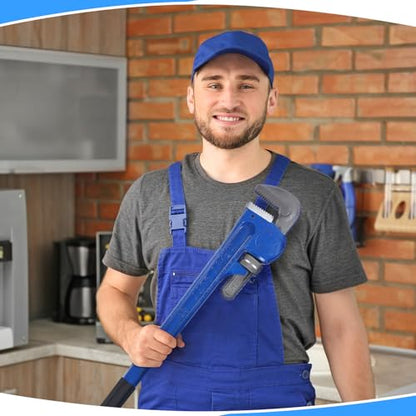 Gisafai 36" Straight Heavy Duty Pipe Wrench Set Plumber Adjustable Water Alloy Steel Grip Plumber's Wrench Plumbing Tools, Blue - size: 36"