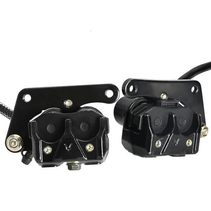 Twin Caliper Hydraulic Rear Brake Assembly with Master Cylinder & Lever for Rear Drive ATV Quad Trike