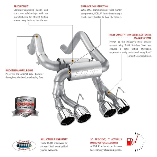 BORLA 140886BC Cat-Back Performance Exhaust System for 2021-2023 Dodge Durango SRT Hellcat 6.2L V8 Automatic Transmission All Wheel Drive 4 Door.