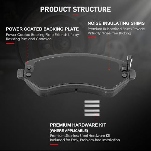 cciyu D856 D981 Front & Rear Disc Brake Pads Kit - size: Front[D856] + Rear[D981]