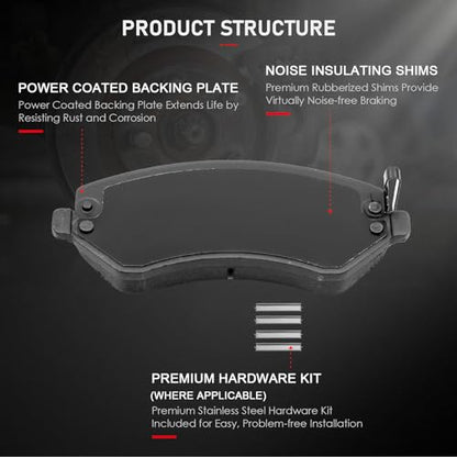 cciyu D856 D981 Front & Rear Disc Brake Pads Kit - size: Front[D856] + Rear[D981]