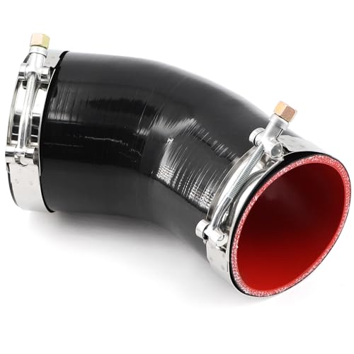 45 Degree ID 3-1/2 to 4 inches Elbow Silicone Reducer Coupler Hose 4 Ply Polyester Reinforcement with 2 Steel T Clamps for Intercooler Turbo Intake Pipe - size: 45° 3.5-4"