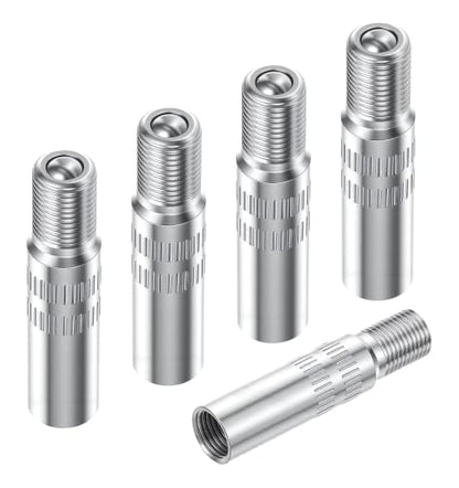5Pcs Tire Valve Extenders, 39mm Brass Adapter Universal for Car Motorcycle Truck Wheels(Silver)