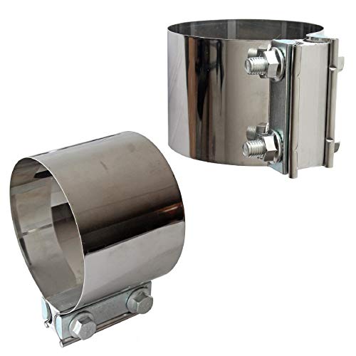 2PCS Exhaust Clamps 4 Inch Butt Joint Exhaust Pipe Muffler Clamp Band Stainless Steel Exhaust Pipes Connection for Cars - size: 4IN 2PCS Butt Joint Clamps