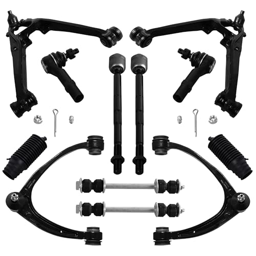 MOSTPLUS Front Suspension Upper Lower Control Arms Compatible With 2007-2013 Chevy Silverado GMC Sierra 1500 Yukon Cadillac Escalade 12pc Set - size: Front Suspension Kit-12pcs