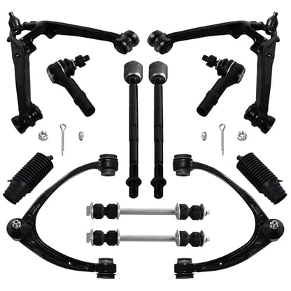 MOSTPLUS Front Suspension Upper Lower Control Arms Compatible With 2007-2013 Chevy Silverado GMC Sierra 1500 Yukon Cadillac Escalade 12pc Set - size: Front Suspension Kit-12pcs