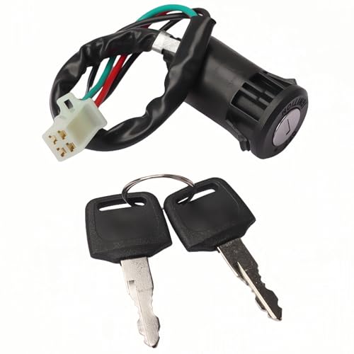 2 Function Left Starter Kill Switch 4-Wire Ignition Key Switch & A7TC Spark Plug Kit Fits 7/8" (22mm) Handlebars for 50cc 70cc 90cc 110cc 125cc ATV Quad Go Kart Dirt Bike TaoTao Coolster Sunl