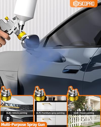 HVLP Spray Gun, Automotive Paint Gun, Spray Gun for Painting - color: Yellow
