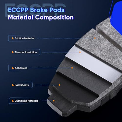Rear Brake Pads, ECCPP 4pcs Ceramic Pads Kits For Ford For F-150 2004-2011 - size: Rear D1012-7916