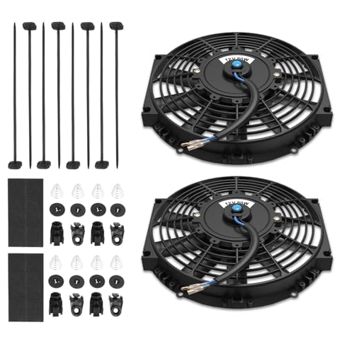 Auto Dynasty 10" Universal Electric Radiator Cooling Fan Kit, Black - 2Pcs - size: 10 Inch Diameter
