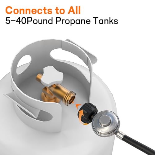 veralune 6 FT Propane Adapter Hose & Regulator with 90° Elbow Adapter for Blackstone Propane Hose, for Blackstone 17", 22", 28", 36" Tabletop Griddle, for 1lb to 20lb or Larger Propane Tank - size: 6 Feet