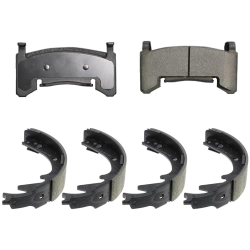 Front Ceramic Brake Pads + Rear Shoes Replacement for Century Regal Camaro Malibu Jimmy S10 - style: UPD154+UPS514