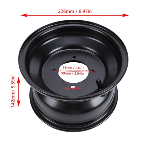 GOTOTOP 8 Inch ATV Front Wheel Rim, 4 Holes 19x7-8 Steel Wheel Hub for Go Kart ATV Quad Dirt Bike Buggy Black Coating