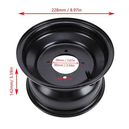 GOTOTOP 8 Inch ATV Front Wheel Rim, 4 Holes 19x7-8 Steel Wheel Hub for Go Kart ATV Quad Dirt Bike Buggy Black Coating