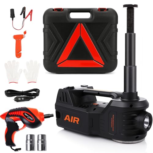 STANDTALL Electric Car Jack 5 Ton 12V Hydraulic, Impact Wrench, Inflator - color: Black Jack+Impact Wrench