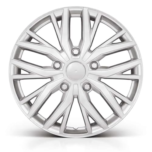 17-Inch Silver ABS Hubcaps with Steel Rings & Adjusters, Patented Design, Universal Fit, Set of 4 Wheel Covers (Silver) - color: Silver