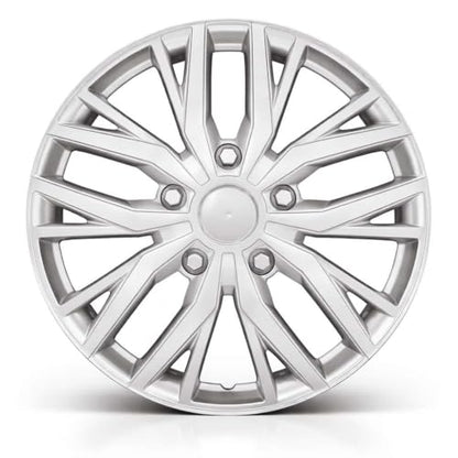 17-Inch Silver ABS Hubcaps with Steel Rings & Adjusters, Patented Design, Universal Fit, Set of 4 Wheel Covers (Silver) - color: Silver