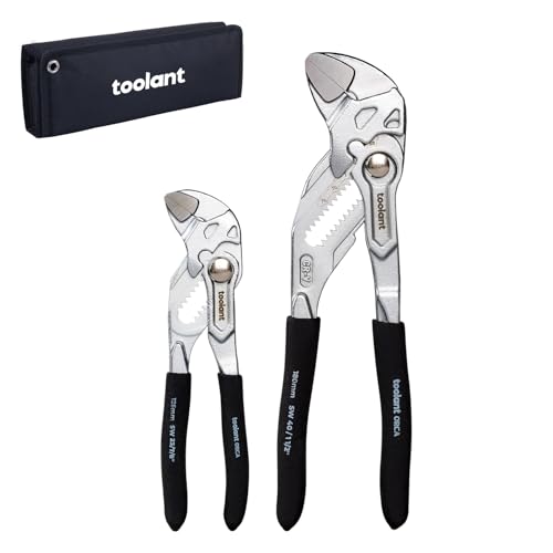 toolant 2PCS Chrome Pliers Wrench Set, 5/7-Inch, CR-V Steel Jaws - size: 5/7-inch Chrome
