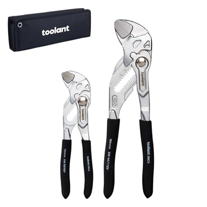 toolant 2PCS Chrome Pliers Wrench Set, 5/7-Inch, CR-V Steel Jaws - size: 5/7-inch Chrome